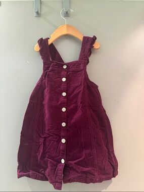 GAP Girls Corduroy Button-Front Pinafore - Plum